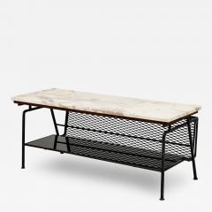 Maurizio Tempestini Maurizio Tempestini for Salterini Metal Coffee Table Marble Top Glass Shelf - 4279160
