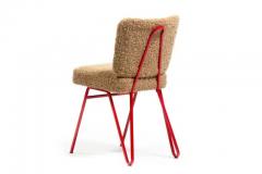 Maurizio Tempestini Mid Century Sculptural Red Enameled Iron Dining Chairs in Latte Boucl c 1950s - 3975148