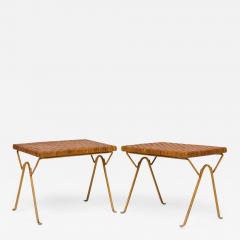 Maurizio Tempestini Pair of Maurizio Tempestini for Salterini Brass and Rattan Occasional Tables - 4298123
