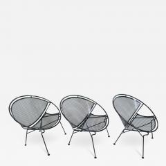 Maurizio Tempestini Set of 3 Maurizio Tempestini for Salterini Black Enamel Radar Lounge Chairs - 2651758
