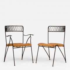 Maurizio Tempestini Set of 6 Maurizio Tempestini for Salterini Black Metal Ribbon Dining Chairs - 4288119