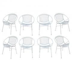Maurizio Tempestini Set of 8 Restored Tempestini for Salterini Radar White Powder Coated Iron Chairs - 3041549