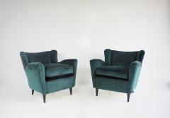 Maurizio Tempestini pair of fine Maurizio Tempestini forest green velvet armchairs Florence 1938 - 4228876