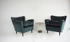 Maurizio Tempestini pair of fine Maurizio Tempestini forest green velvet armchairs Florence 1938 - 4228878