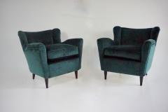 Maurizio Tempestini pair of fine Maurizio Tempestini forest green velvet armchairs Florence 1938 - 4228879