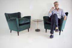 Maurizio Tempestini pair of fine Maurizio Tempestini forest green velvet armchairs Florence 1938 - 4228880