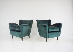 Maurizio Tempestini pair of fine Maurizio Tempestini forest green velvet armchairs Florence 1938 - 4228882