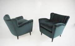 Maurizio Tempestini pair of fine Maurizio Tempestini forest green velvet armchairs Florence 1938 - 4228886