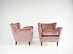 Maurizio Tempestini pair of fine Maurizio Tempestini old rose velvet armchairs Florence 1938 - 4228970