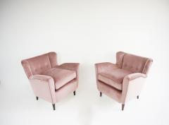 Maurizio Tempestini pair of fine Maurizio Tempestini old rose velvet armchairs Florence 1938 - 4228971