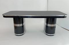 Mauser Desk New York Black Lacquer Metal Linoleum Germany circa 1950 - 4149934