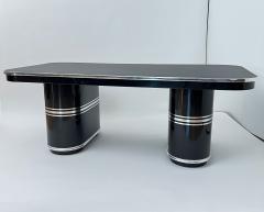 Mauser Desk New York Black Lacquer Metal Linoleum Germany circa 1950 - 4149937