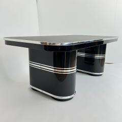 Mauser Desk New York Black Lacquer Metal Linoleum Germany circa 1950 - 4149939