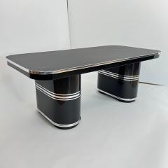 Mauser Desk New York Black Lacquer Metal Linoleum Germany circa 1950 - 4149940