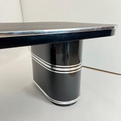 Mauser Desk New York Black Lacquer Metal Linoleum Germany circa 1950 - 4149941