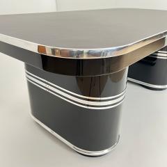 Mauser Desk New York Black Lacquer Metal Linoleum Germany circa 1950 - 4149942