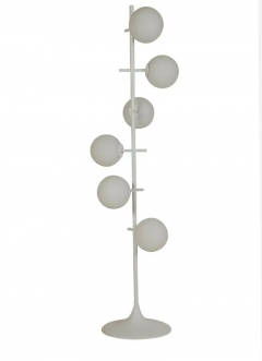 Max Bill Mid Century Modern White Ball Floor Lamp by Max Bill for Temde Switzerland - 2508618