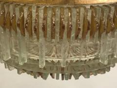 Max Ingrand 2 Italian Midcentury Gilt Iron Chiseled Murano Glass Pendants or Flush Mounts - 3247990