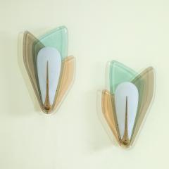 Max Ingrand Max Ingrand Pair of Wall Lamps Pink and Blue for Fontana Arte 1950s - 3478502