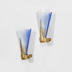 Max Ingrand Max Ingrand Pair of Wall Lamps in Blue Crystal for Fontana Arte 50s - 3153389