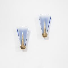 Max Ingrand Max Ingrand Pair of Wall Lamps in Blue Crystal for Fontana Arte 50s - 3153391