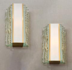 Max Ingrand Max Ingrand for Fontana Arte Pair of Chiseled Glass Sconces Italy 1954 - 4144129