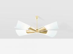 Max Ingrand Max Ingrand for Fontana Arte brass opalin glass chandelier 1955 - 3614592