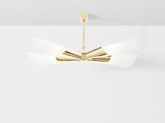 Max Ingrand Max Ingrand for Fontana Arte brass opalin glass chandelier 1955 - 3614593