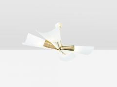 Max Ingrand Max Ingrand for Fontana Arte brass opalin glass chandelier 1955 - 3614596