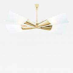 Max Ingrand Max Ingrand for Fontana Arte brass opalin glass chandelier 1955 - 3624712