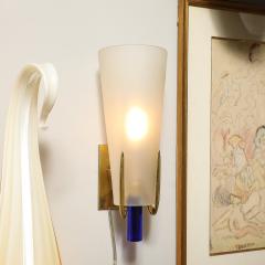 Max Ingrand Mid Century Conical Frosted Glass Brass Sconce by Max Ingrand for Fontana Arte - 4142479