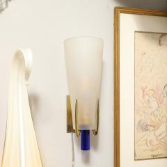 Max Ingrand Mid Century Conical Frosted Glass Brass Sconce by Max Ingrand for Fontana Arte - 4142481
