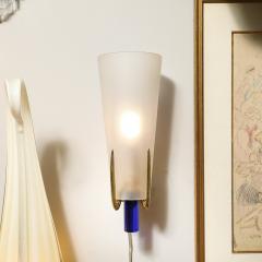 Max Ingrand Mid Century Conical Frosted Glass Brass Sconce by Max Ingrand for Fontana Arte - 4142482