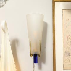 Max Ingrand Mid Century Conical Frosted Glass Brass Sconce by Max Ingrand for Fontana Arte - 4142484