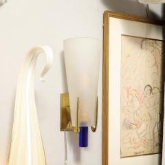 Max Ingrand Mid Century Conical Frosted Glass Brass Sconce by Max Ingrand for Fontana Arte - 4142512