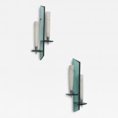 Max Ingrand Pair Italian Modern Wall Light Sconces Max Ingrand for Fontana Arte 1950s - 4178414