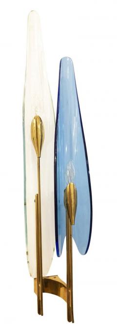 Max Ingrand Pair of Blue Dalia Sconces by Max Ingrand for Fontana Arte - 2500593