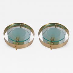 Max Ingrand Pair of Brass and Glass Sconces in the Manner of Max Ingrand and Fontana Arte - 613388