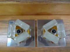 Max Ingrand Pair of Geometric Poliarte Style Midcentury Murano Glass Sconces - 3938507