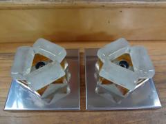 Max Ingrand Pair of Geometric Poliarte Style Midcentury Murano Glass Sconces - 3938554