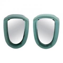 Max Ingrand Pair of Italian Midcentury Blue Green Glass Mirrors Max Ingrand Fontana Arte - 4116807