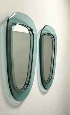 Max Ingrand Pair of Italian Midcentury Blue Green Glass Mirrors Max Ingrand Fontana Arte - 4116822