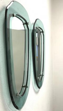 Max Ingrand Pair of Italian Midcentury Blue Green Glass Mirrors Max Ingrand Fontana Arte - 4116824
