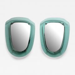 Max Ingrand Pair of Italian Midcentury Blue Green Glass Mirrors Max Ingrand Fontana Arte - 4123552