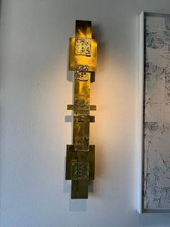 Max Ingrand Pair of Monumental Italian Modern Brass and Hand Blown Glass Wall Lights - 4611276