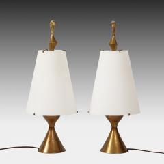 Max Ingrand Rare Pair Table Lamps in Opaline Glass Gilt Brass by Max Ingrand - 3793165