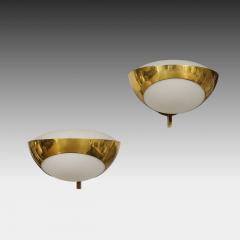 Max Ingrand Rare Pair of Large Brass and Satin Glass Sconces Model 1963 by Max Ingrand - 3461161