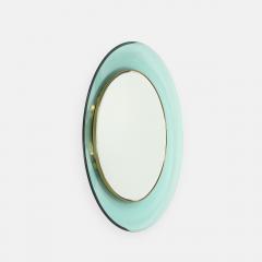 Max Ingrand Round Blue Green Beveled Glass Wall Mirror Model 1669 by Max Ingrand - 4732856