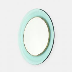 Max Ingrand Round Blue Green Beveled Glass Wall Mirror Model 1669 by Max Ingrand - 4732857