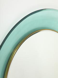 Max Ingrand Round Blue Green Beveled Glass Wall Mirror Model 1669 by Max Ingrand - 4732860